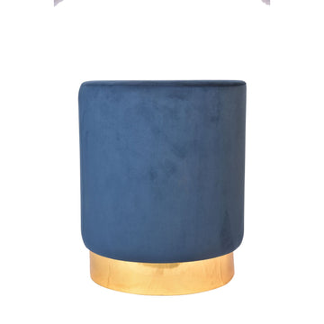 Blue Colour Smooth Velvet Pouf